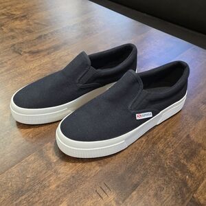 Superga Black Platform Slip-On Sneakers EU 39.5 Women's 8.5